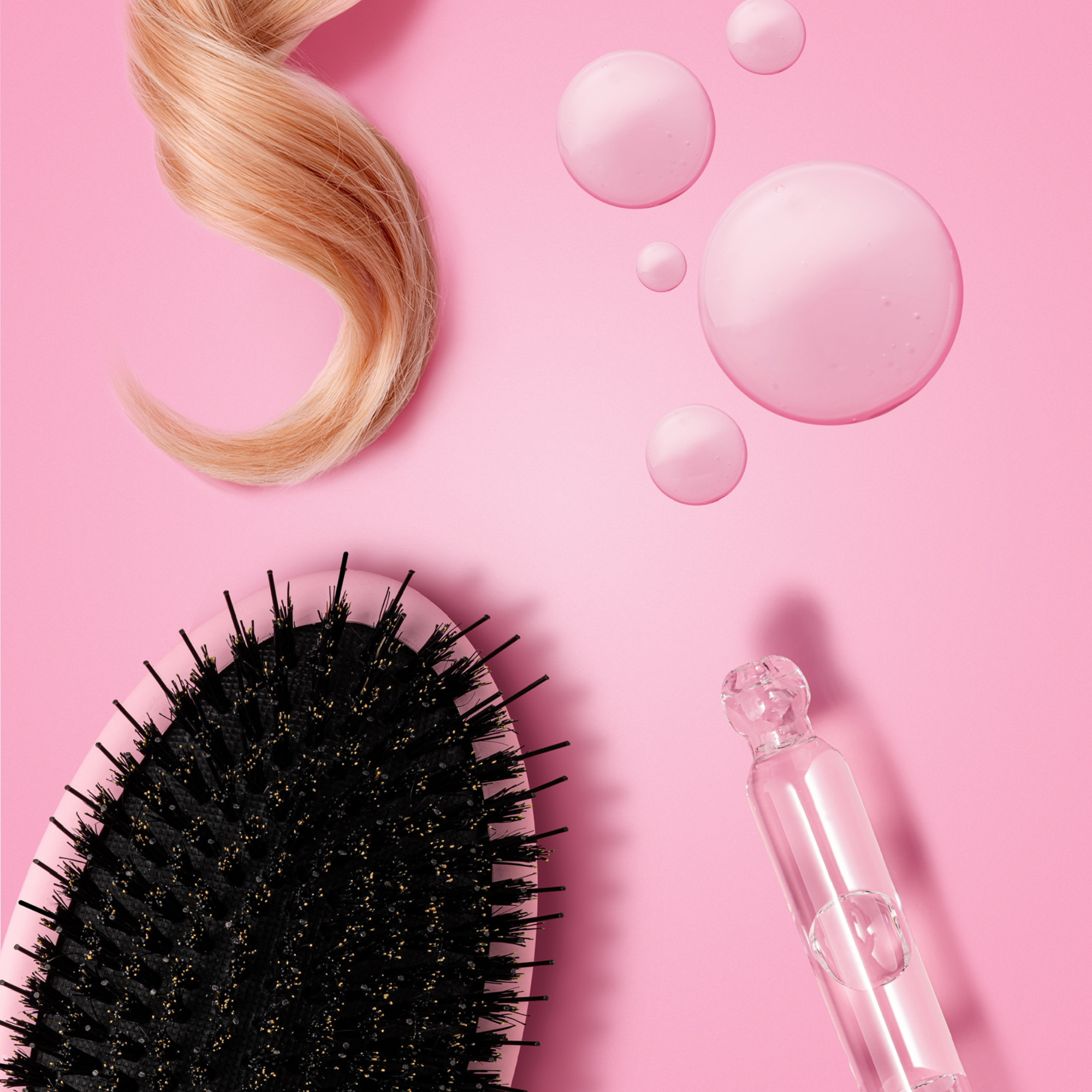Lash Therapy Australia hair boosting serum and pink hair brush for thicker, healthier hair